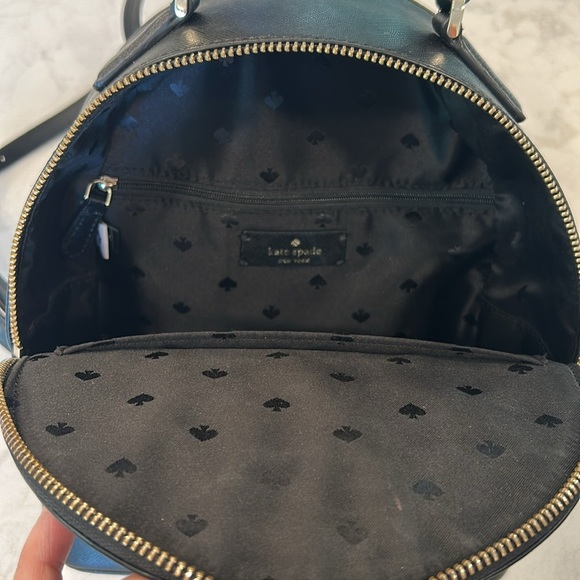Kate Spade Black Perry Leather Backpack Gold Hardware Pockets - Picture 9 of 15